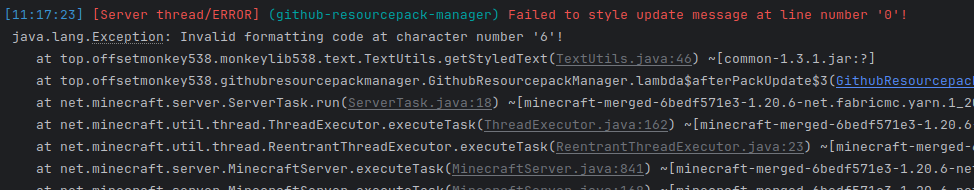 Image showing an error when trying to render "This & that" in Minecraft chat
